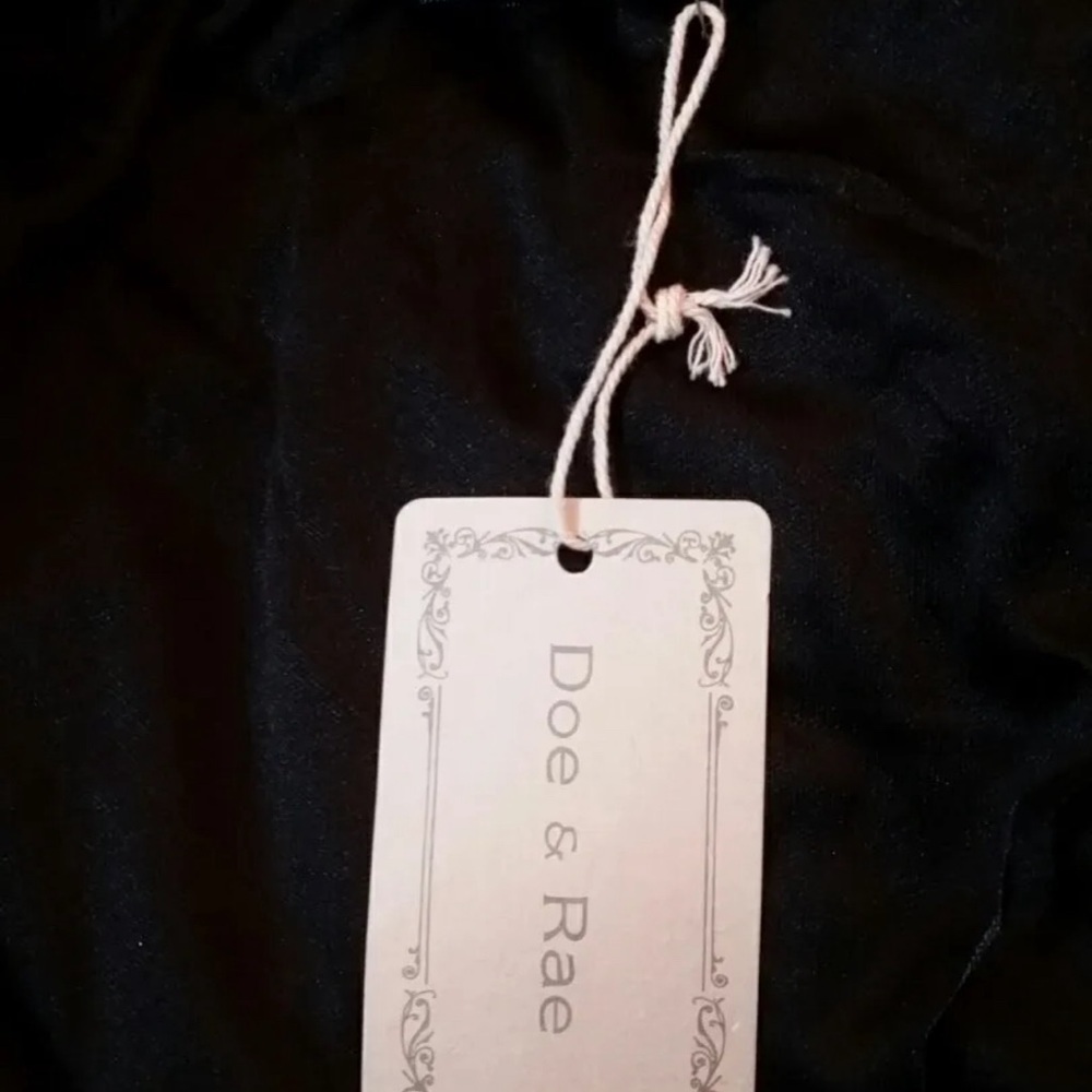 Black Maxi Dress Crinkled Gauzy Embroidered Belted Boho Modcloth by Doe & Rae - Picture 6 of 7